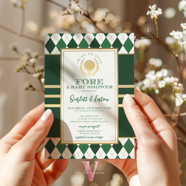 PAR-T-SHIRT Green Golf Themed Baby Dusche Einladun Einladung (Von Creator hochgeladen)