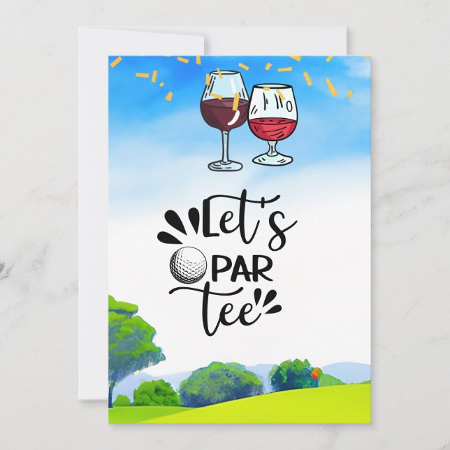 Par T-Shirt mit Wein Einladung (Vorderseite)