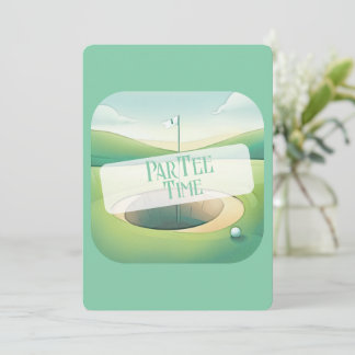 Par-T-Shirt Time Golf Thema Geburtstag Einladung
