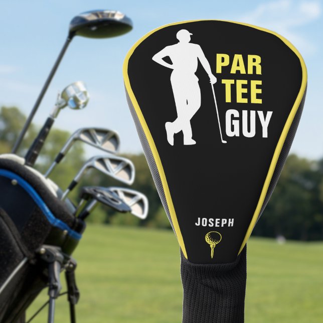 Par T-Shirt Typ Black & Yellow Golf Headcover (Par Tee Guy Black & Yellow Golf Head Cover
)