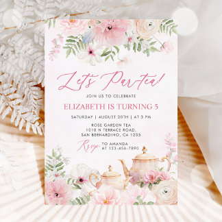 Par-tea Floral Tea Girl Geburtstagsparty Einladung