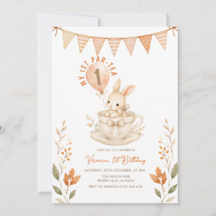 Par-Tea Hase 1. Geburtstag Herbst Floral Einladung