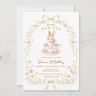 Par-Tea Hase 1. Geburtstag Wildblume Einladung