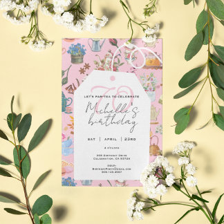 Par Tea Pink 70. Geburtstagsgarten Blumen Einladung