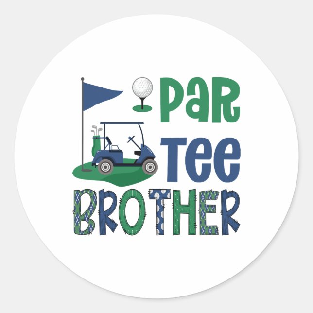 Par-tee Brother Golf Lover Birthday Party Family M Runder Aufkleber (Vorderseite)