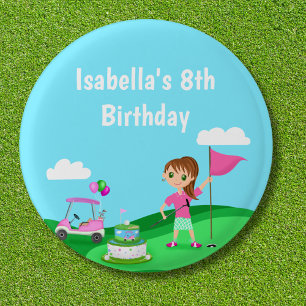 Par-Tee Chibi-Mädchen-Geburtstags-Golfparty Button