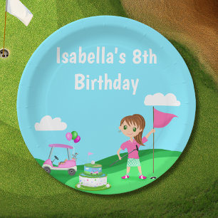 Par-Tee Chibi-Mädchen-Geburtstags-Golfparty Pappteller