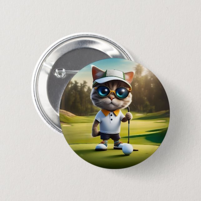 "Par-tee-Zeit: Der Coole Cat's Golf Swing!" Button (Vorne & Hinten)