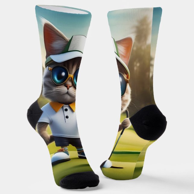 "Par-tee-Zeit: Der Coole Cat's Golf Swing!" Socken (Gewinkelt)
