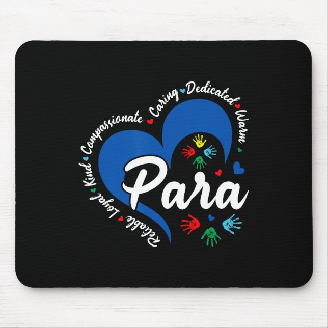 Para Heart Lehrer Hilfspersonal Schule Schätzen Mousepad (Vorne)