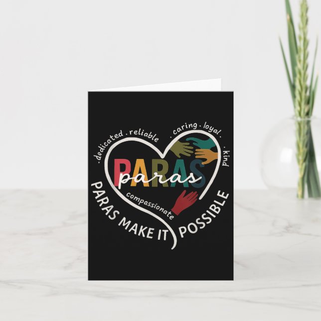 Para Heart Paraprofessional Teacher Paraeducator Karte (Vorderseite)