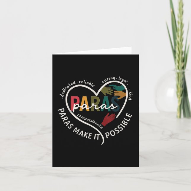 Para Heart Paraprofessional Teacher Paraeducator Karte (Vorderseite)