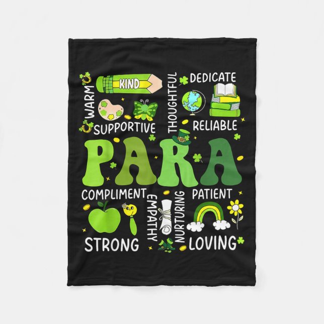 Para-Lehrer St. Patricks Day Paraprofessional Fleecedecke (Vorderseite)