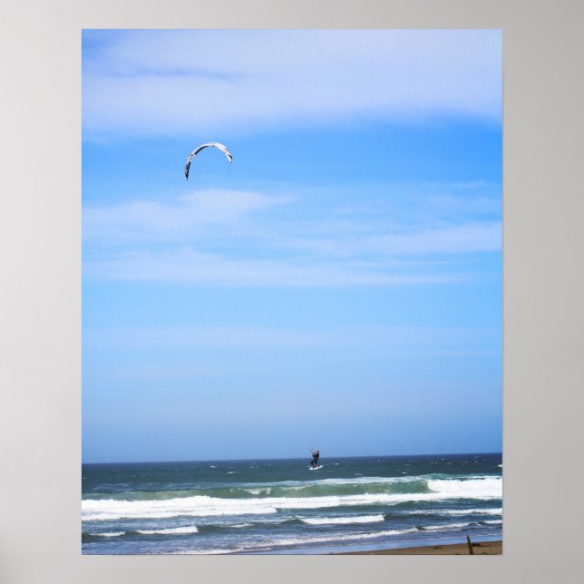 Para Surfer in der Luft über dem Strand Farbe 16x2 Poster (Vorne)