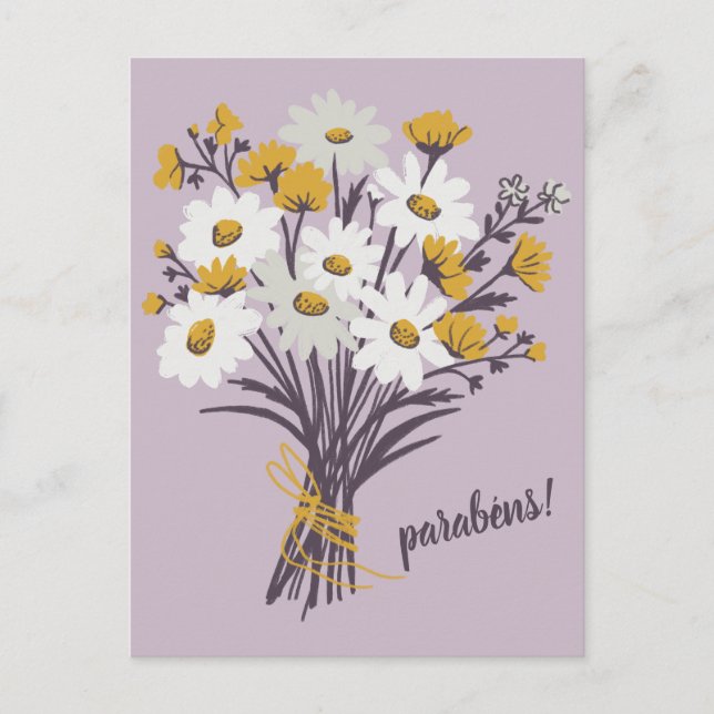 Parabens GRATULATIONS Daisy Bouquet Custom Postkarte (Vorderseite)