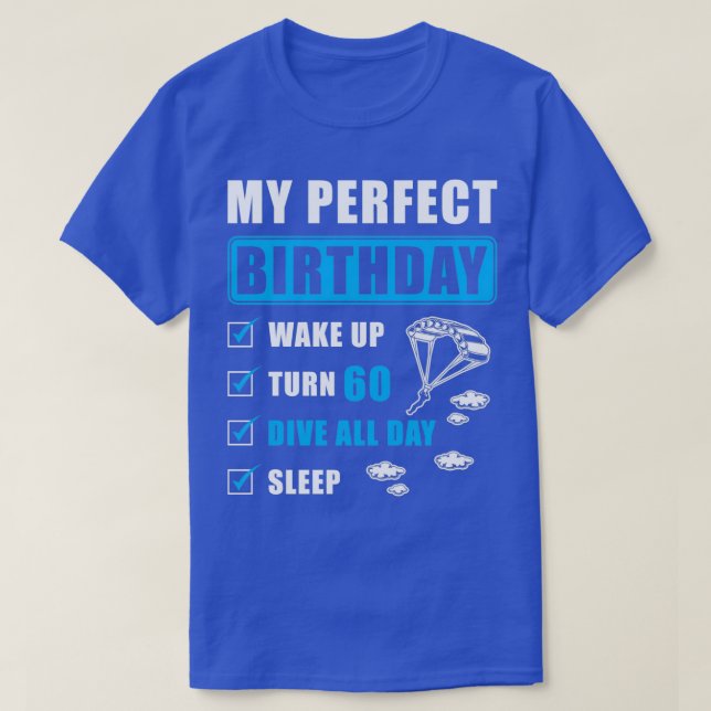 Parachuting 60. Geburtstagsgeschenk T-Shirt (Design vorne)