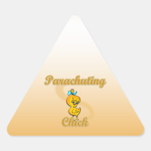 Parachuting Chick Dreieckiger Aufkleber