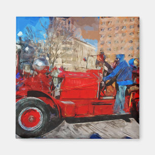 Parade einer antiken Feuerwehrwagen abstrakter Imp Magnet