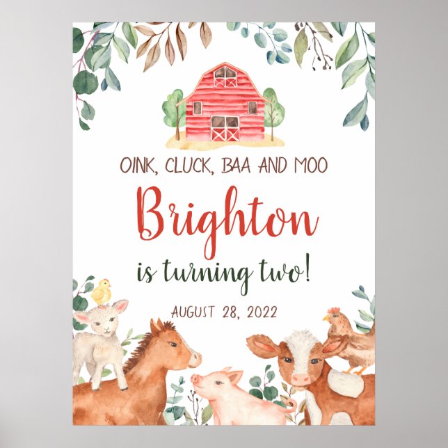 Parade Landtiere Begrüßung Geburtstagspender Poster (Vorne)