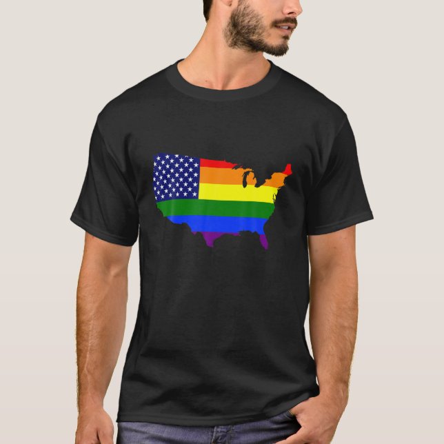 Parade LGBTQ USA Flag Lesbische Schwule T-Shirt (Vorderseite)