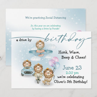 Parade Lions Drive by Birthday NO Masken Einladung