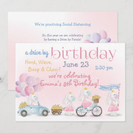 Parade von Pink Bunnies Drive by Birthday Einladung