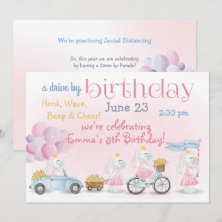 Parade von Pink Bunnies Drive by Birthday Einladung