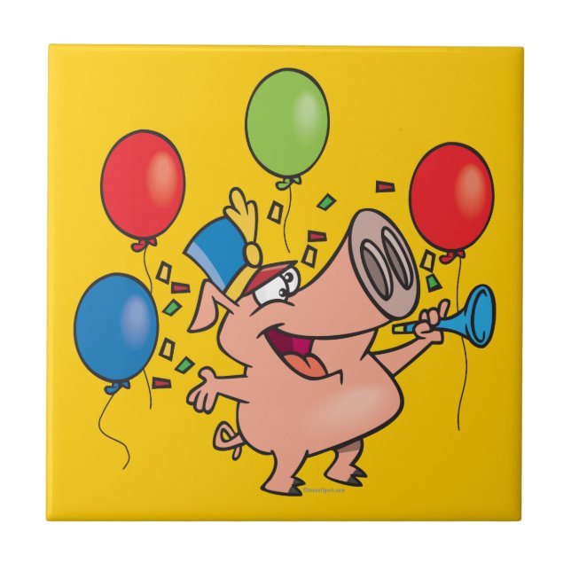 Paradefeier Party Schweinefleisch Cartoon Fliese (Vorderseite)