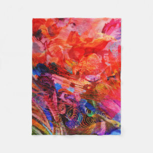 Paradies Blumen Vogel Phönix Flammen Kunst Fleecedecke