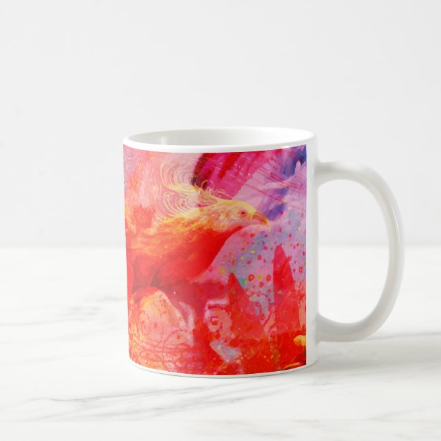 Paradies Floral Bird Phoenix Flammkunst Kaffeetasse (Rechts)