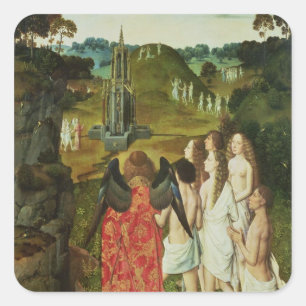 Paradies für den symbolischen Brunnen Quadratischer Aufkleber