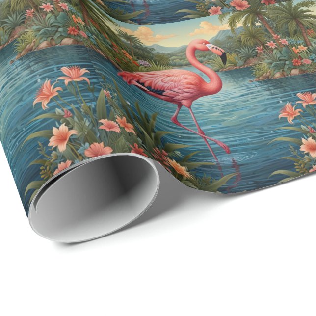 Paradies für Rosa Flamingo Geschenkpapier (Rolleneckpunkt)