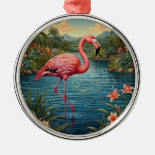 Paradies für Rosa Flamingo Ornament Aus Metall
