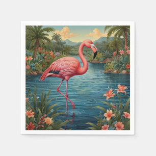 Paradies für Rosa Flamingo Serviette