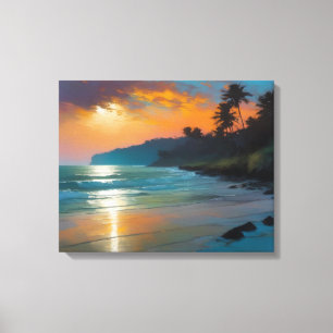 Paradies gefunden: Sonnenuntergang am Strand Leinwanddruck
