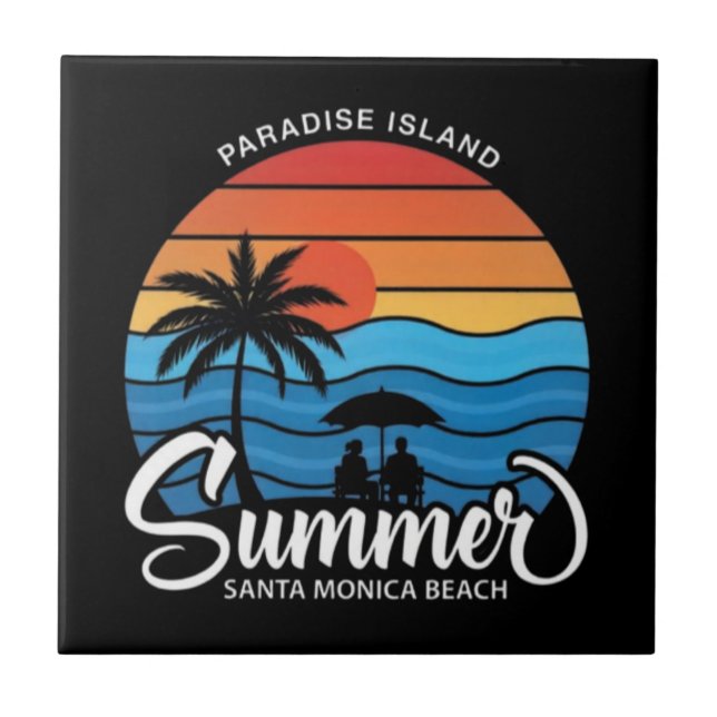 Paradies-Insel Santa Monica Beach-35307 Fliese (Vorderseite)