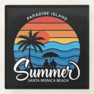 Paradies-Insel Santa Monica Beach-35307 Glasuntersetzer