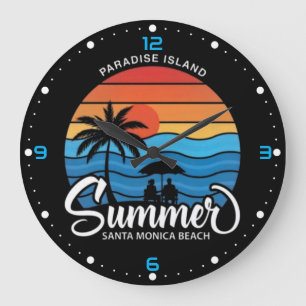 Paradies-Insel Santa Monica Beach-35307 Große Wanduhr