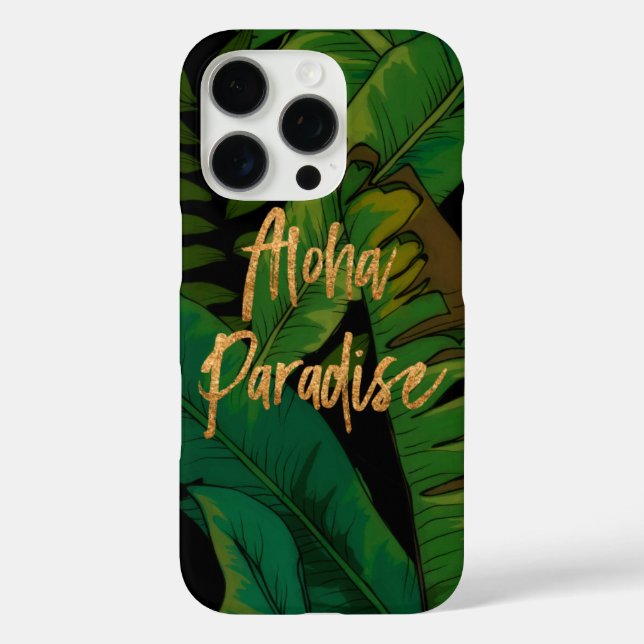 Paradies Palm Hawaiian Aloha- Multi und Gold Case-Mate iPhone Hülle (Rückseite)