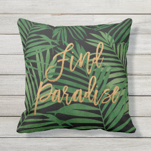 Paradies Palm Hawaiian Reversible - Schwarz und Go Kissen