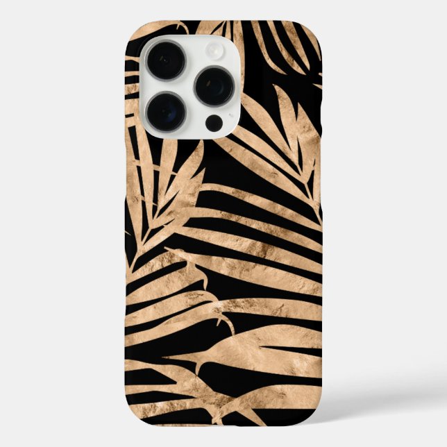 Paradies Palm Hawaiian Tropical- Gold und Black  Case-Mate iPhone Hülle (Rückseite)