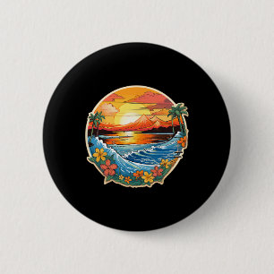 Paradies Sand Sand Surf Wellen im Sonnenuntergang Button