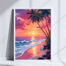 Paradies-Sonnenuntergang | Rosa tropische Wasserfa