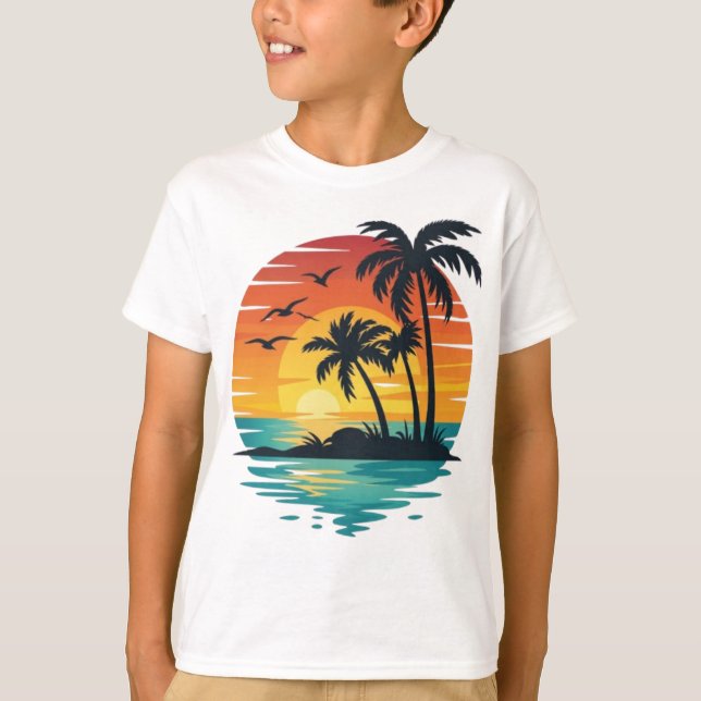 Paradies-Sonnenuntergang T-Shirt (Vorderseite)
