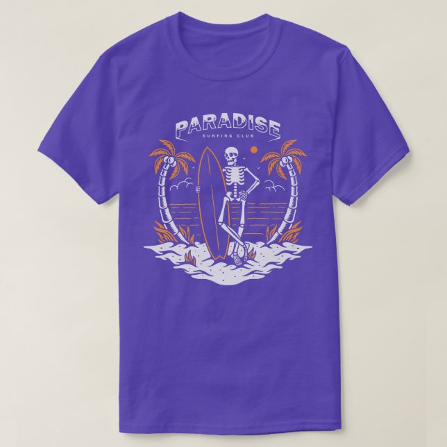 Paradies Surfen Skelett  T-Shirt (Design vorne)
