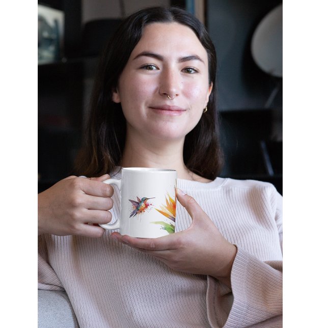 Paradies- und Kolibri in Aquarellfarben Kaffeetasse (Von Creator hochgeladen)