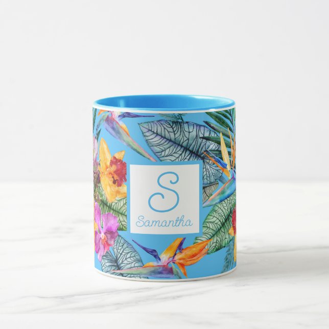 Paradies- und Orchideenblauer Vogel Tasse (Zentrum)