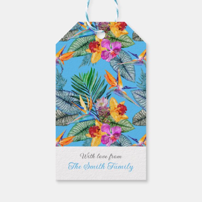 Paradies- und Orchideengarten Sommerblauer Garten Geschenkanhänger (Rückseite)