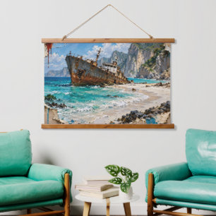 Paradies und Rost Wandteppich Mit Holzrahmen