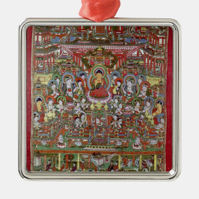 Paradies von Amitabha Silbernes Ornament (Vorne)